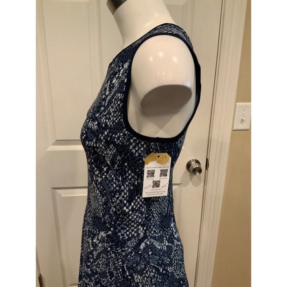 Michael Kors Blue Geometric Reptile Patterned A-Line Dress, Size s - Picture 3 of 6